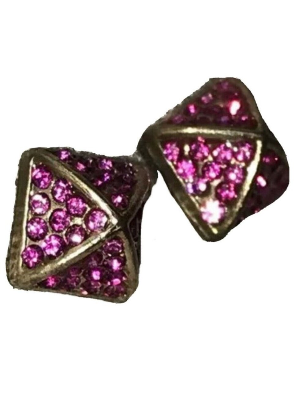 All the Rage Earrings Studs Pink Rhinestone Pave Gold Pyramid New No Tag - Picture 5 of 7